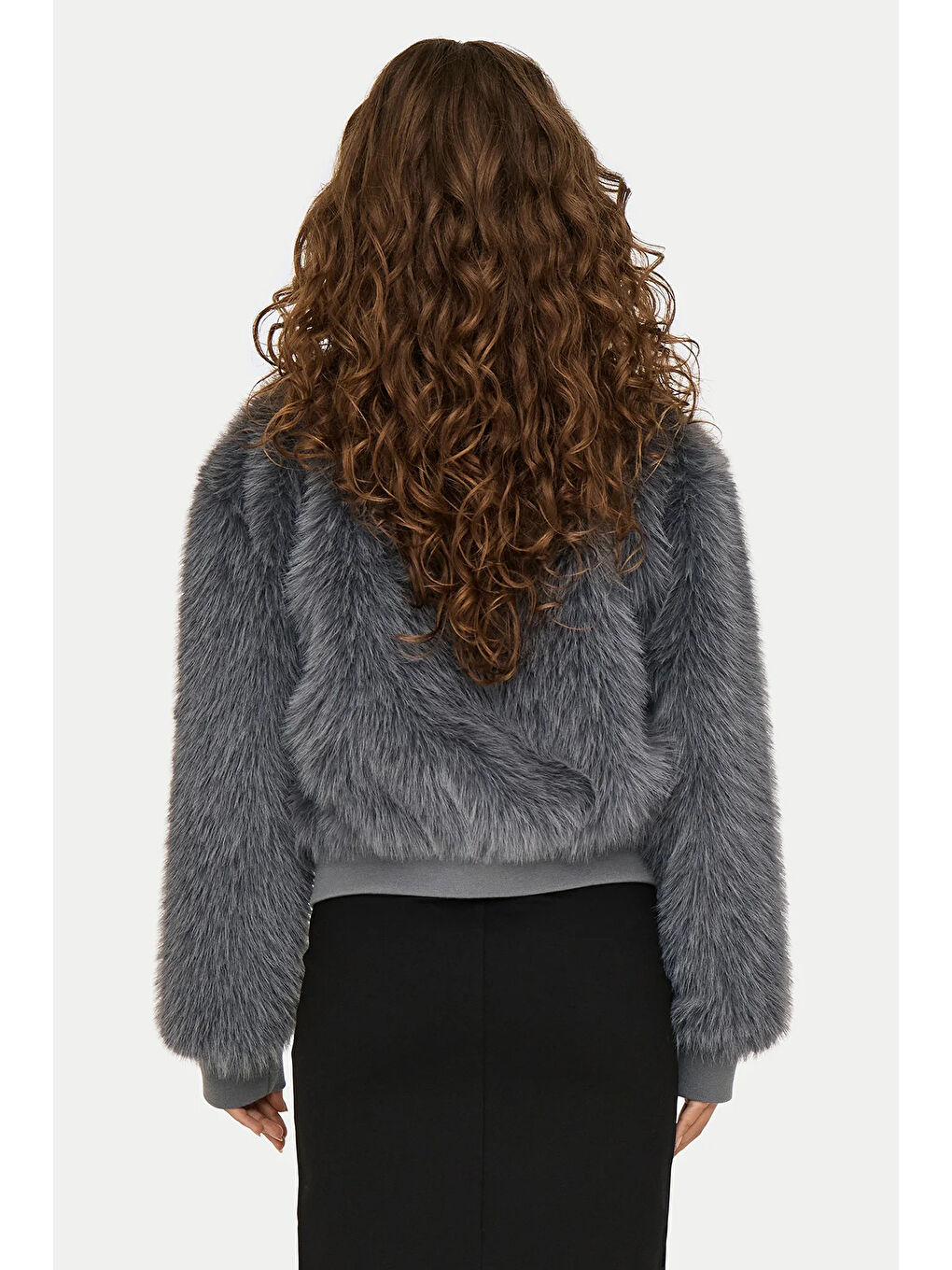 Antrasit Onlmanny Regular Fit Kolej Yaka Yumuşak Tüylü Kadın Mont 15322405-2