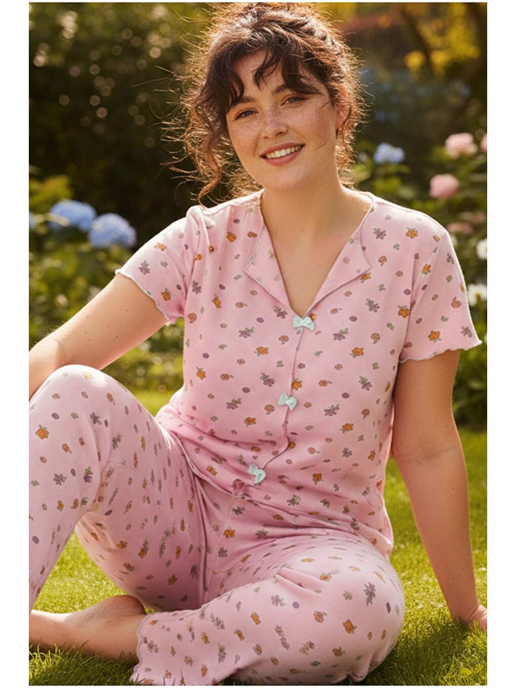 Pembe Beden Fitilli Kaşkorse Örme Pijama Takım26120851