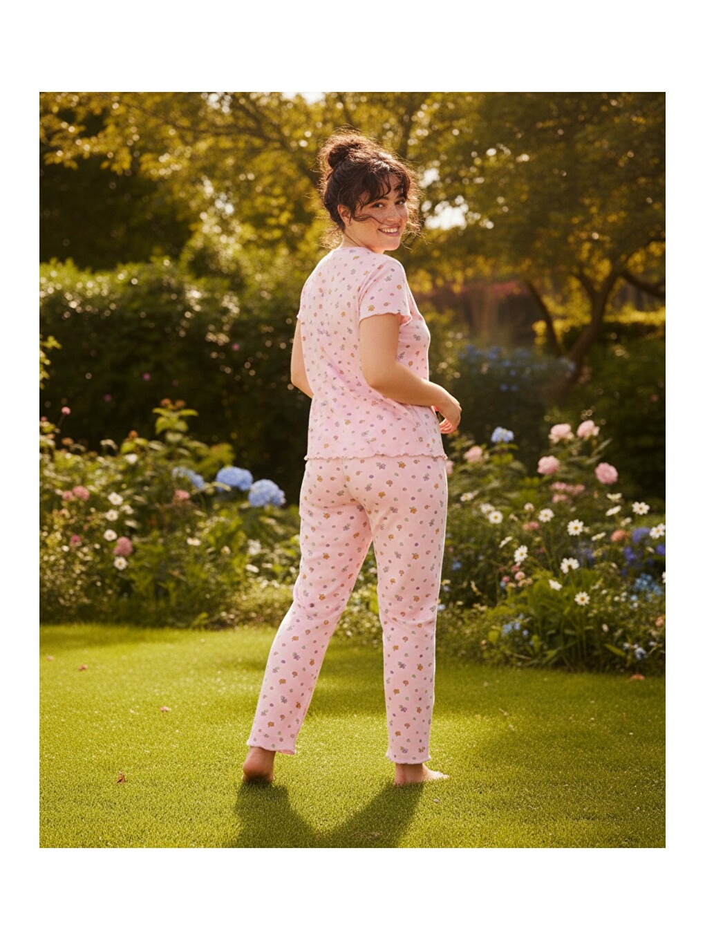 Pembe Beden Fitilli Kaşkorse Örme Pijama Takım26120851-2