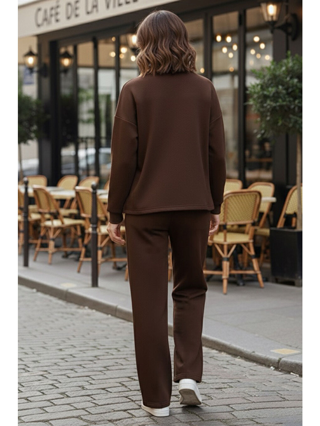 Kahverengi Çıtçıtlı Modaal İkili Takım Kahve - 28061-KAHVE-2