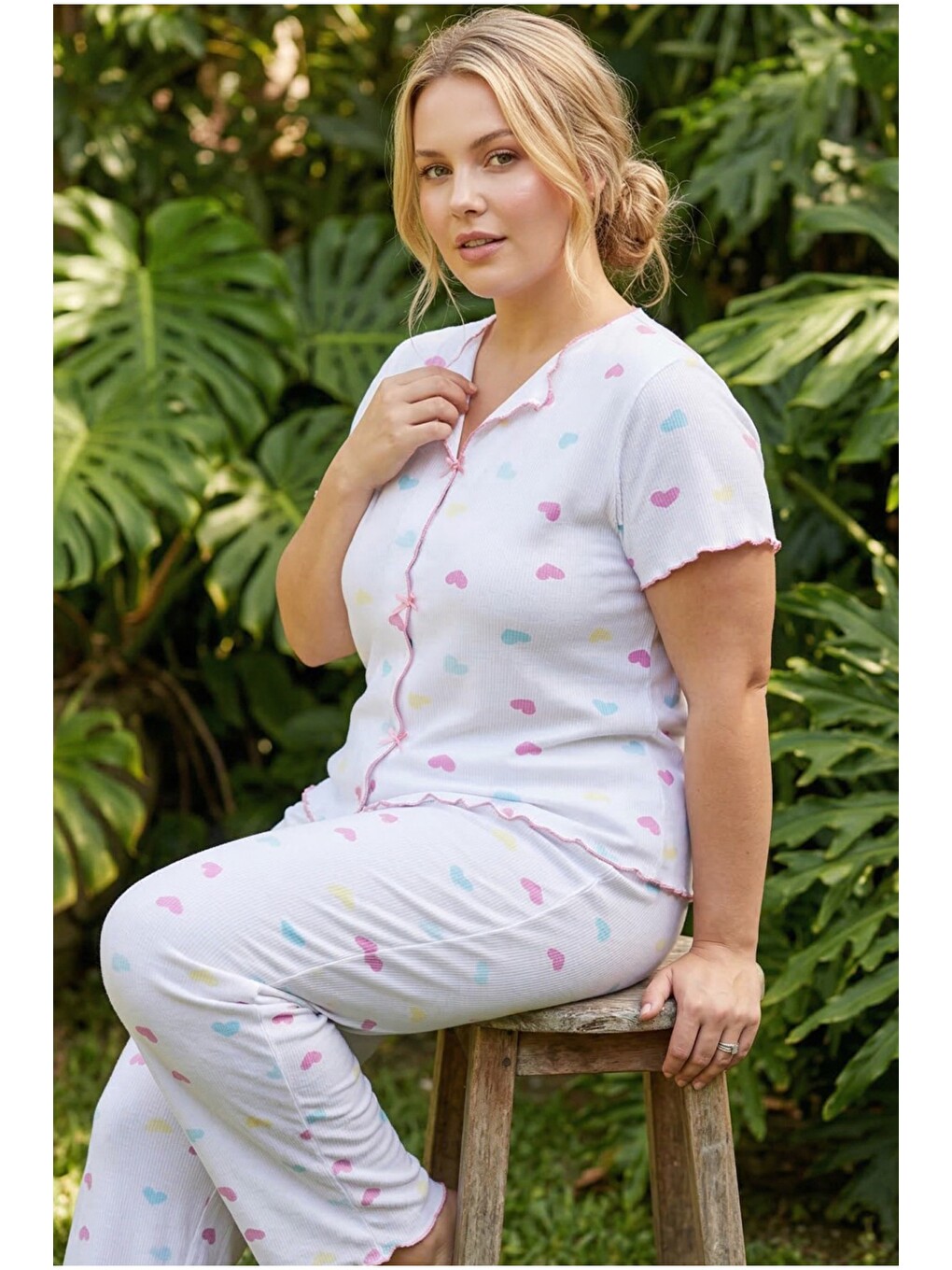Karışık Beden Fitilli Kaşkorse Örme Pijama Takım26120851