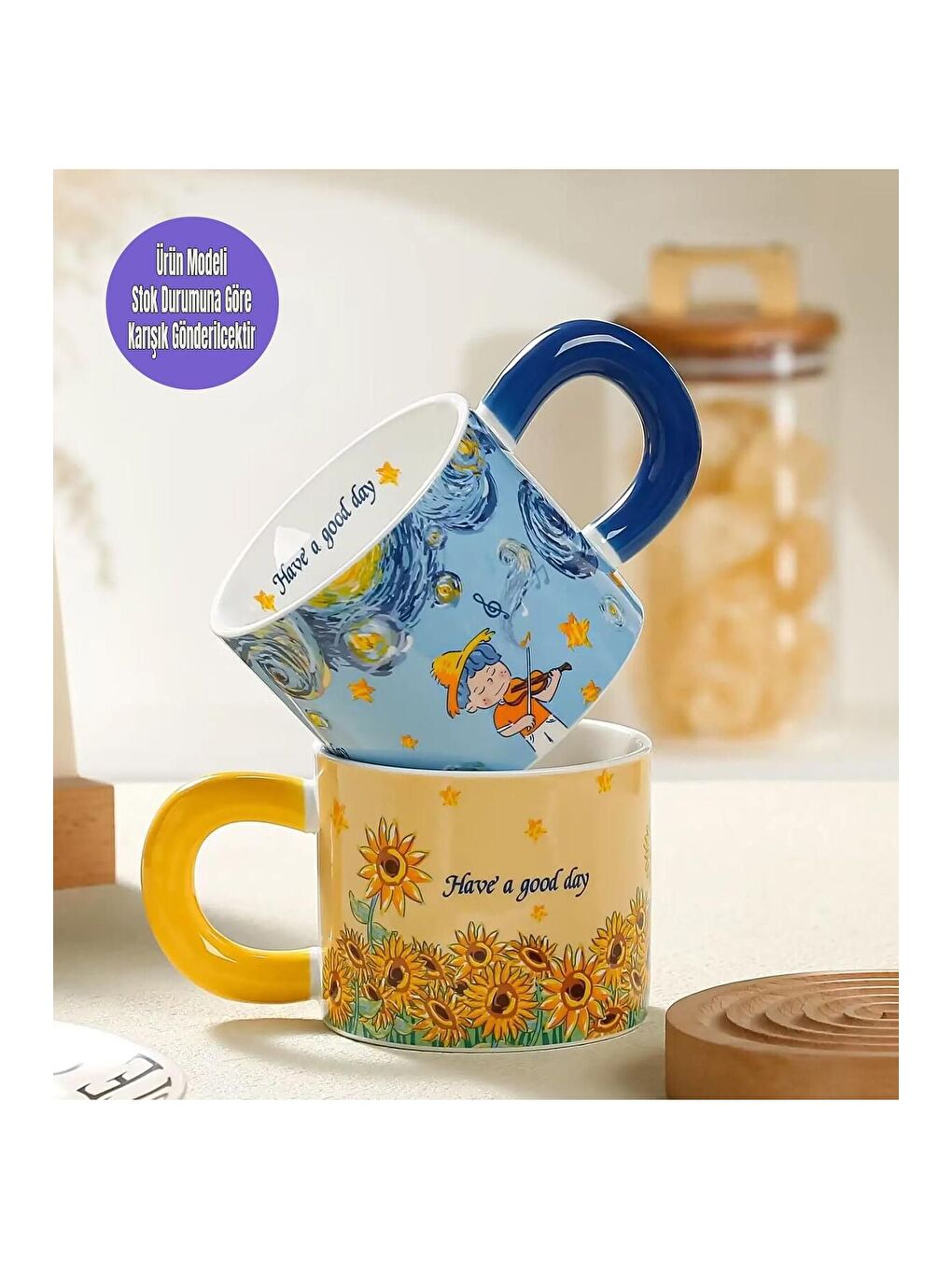 BAM HEDİYELİK EŞYA Karişik Van Gogh Tasarımlı Seramik Kupa