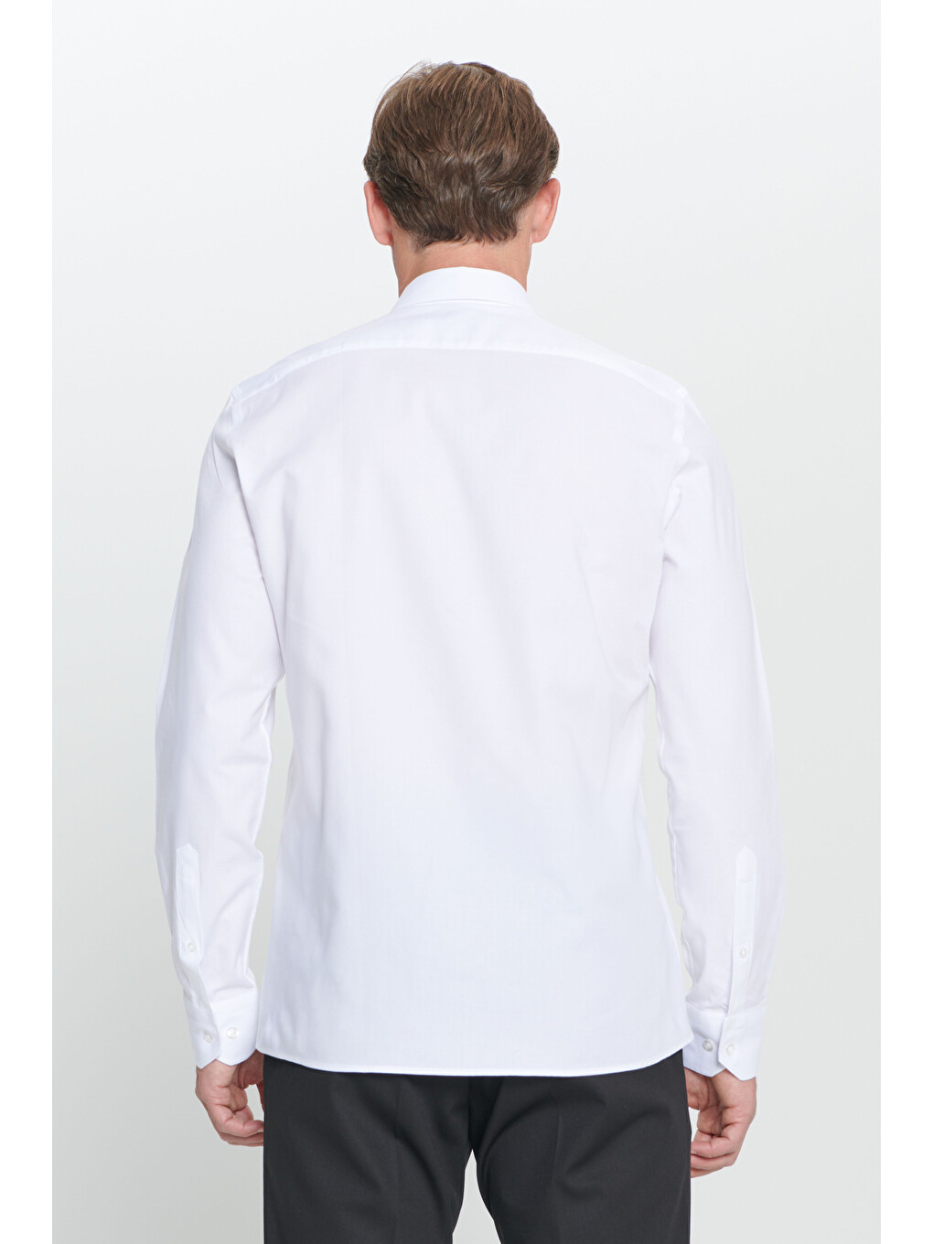 Erkek Beyaz Slim Fit Dar Kesim %100 Pamuk Düğmeli Yaka Oxford Gömlek-6