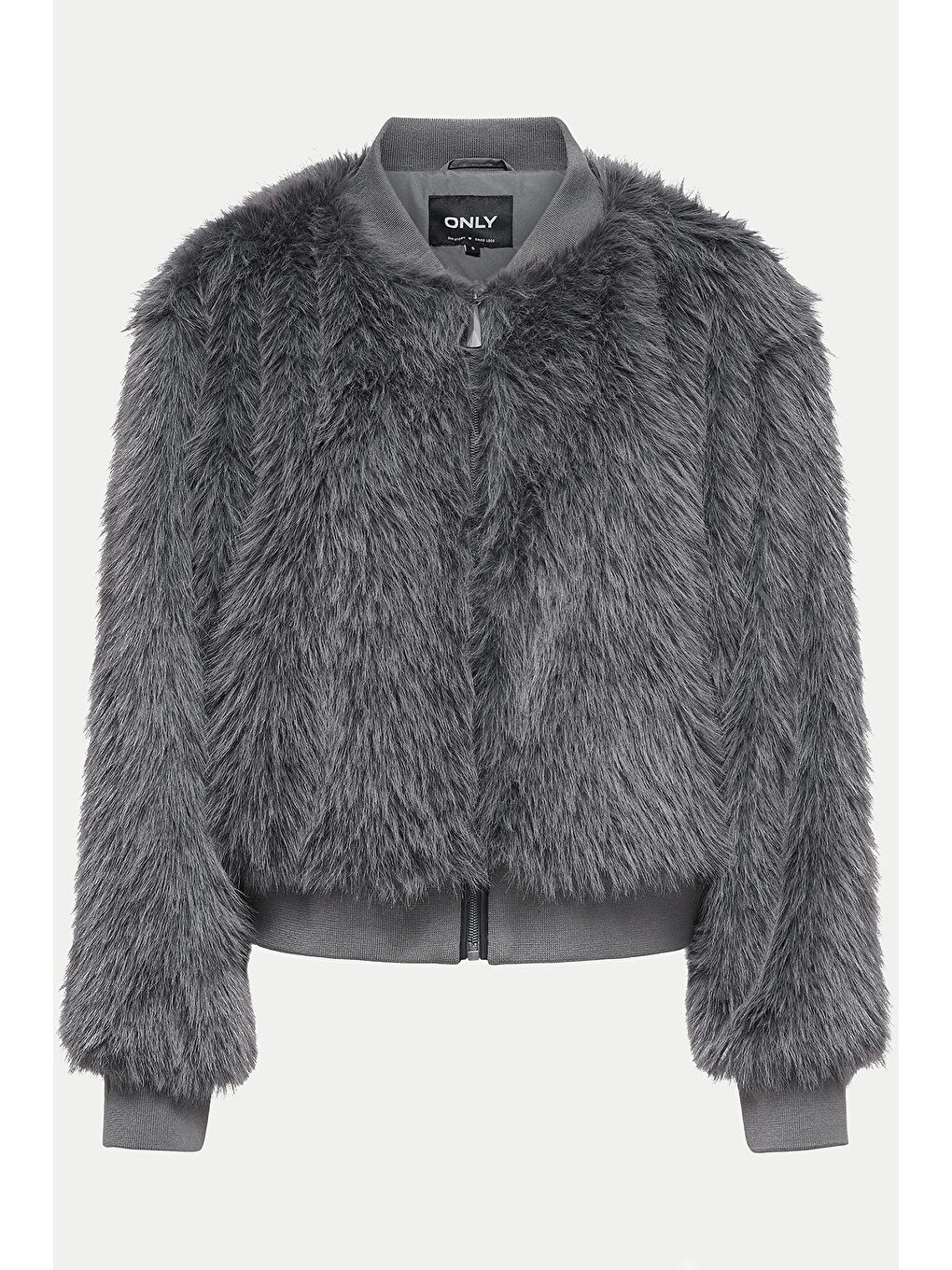 Antrasit Onlmanny Regular Fit Kolej Yaka Yumuşak Tüylü Kadın Mont 15322405-4