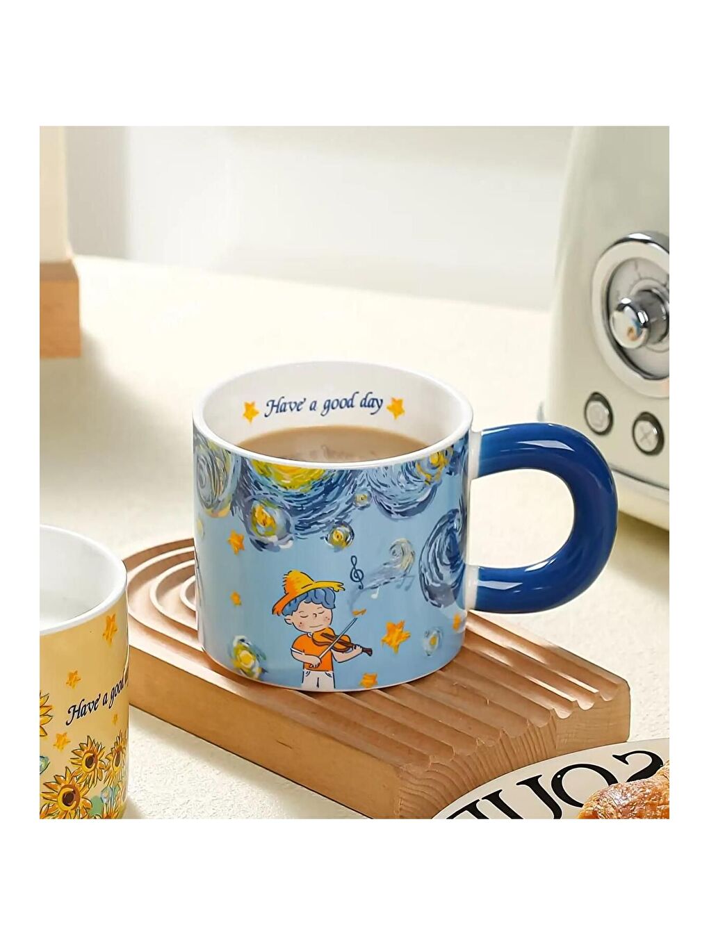 BAM HEDİYELİK EŞYA Karişik Van Gogh Tasarımlı Seramik Kupa - 3