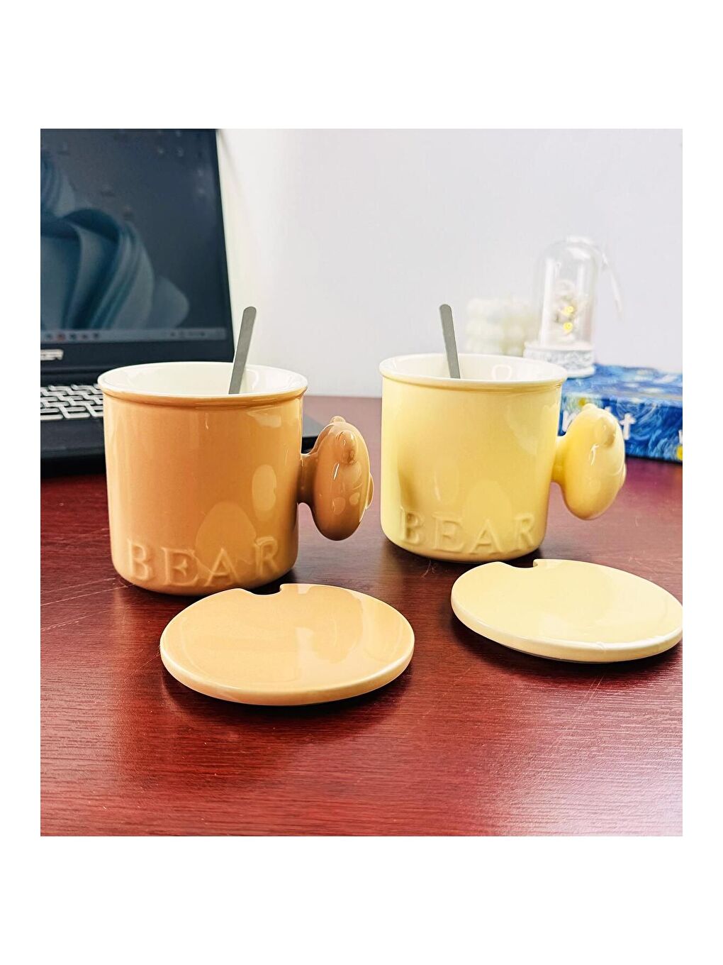 Karışık Sevimli Ayı Kulplu Seramik Kupa-1