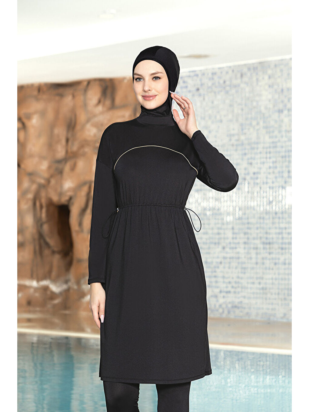 Elastanlı Tam Kapalı Tesettür Mayo 1266 01 Siyah-1