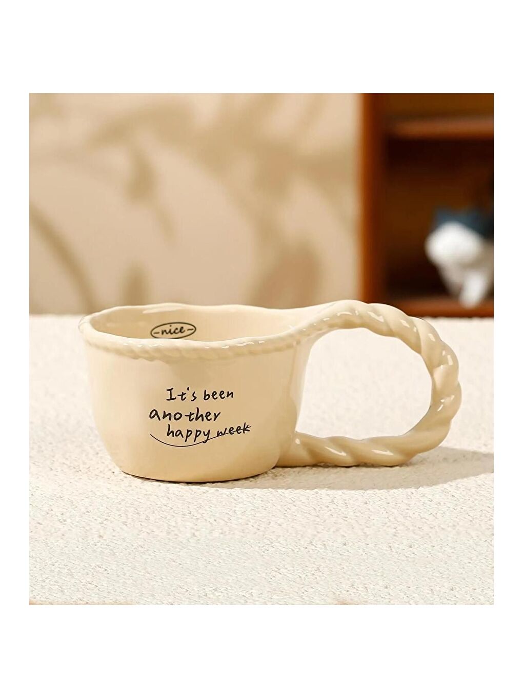 Karışık Motto El İşi Görünümlü Seramik Kupa-2