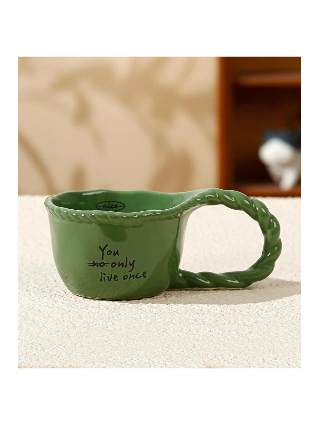 Karışık Motto El İşi Görünümlü Seramik Kupa-3