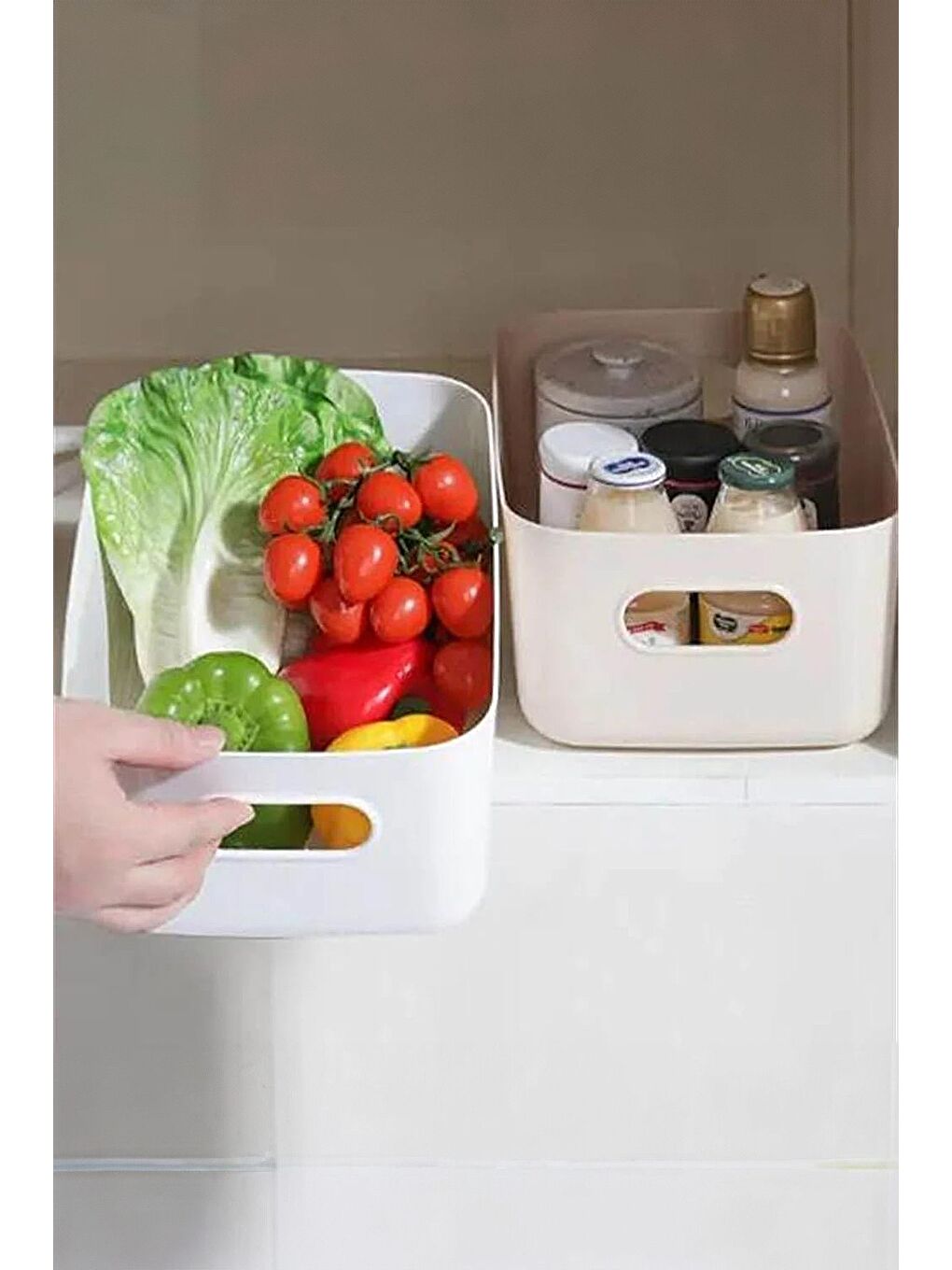 4'lü Buzdolabı Dolap İçi Düzenleyici Organizer Saklama Kabı Beyaz 4 x 4 Litre-4