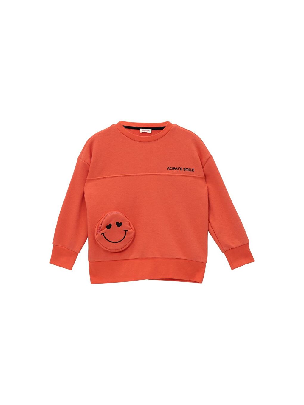 Kırmızı Kız Çocuk Cep Detaylı Baskılı Sweatshirt - Narçiçeði-1
