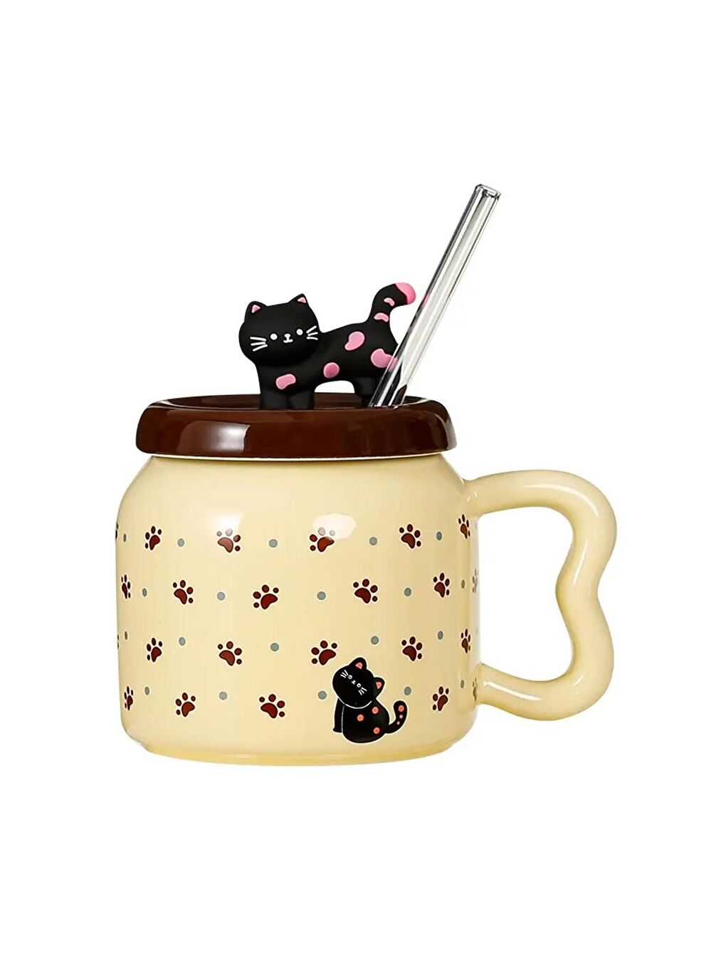 Karışık Sevimli Kedi Temalı Seramik Kupa-1