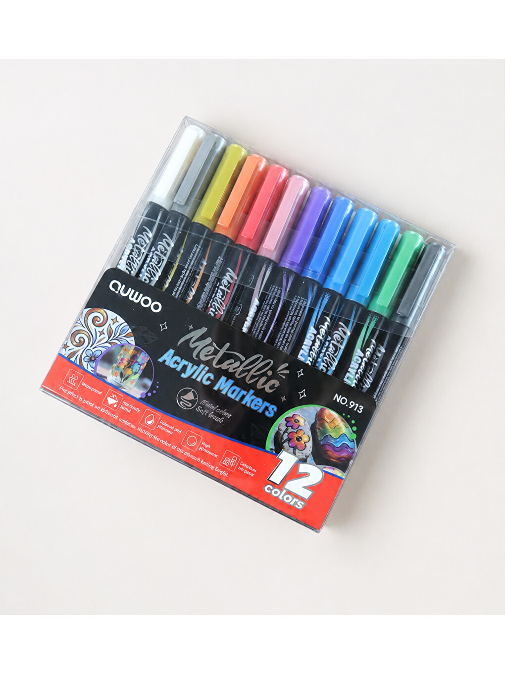 12 Renk Metalik Akrilik Kalem Set