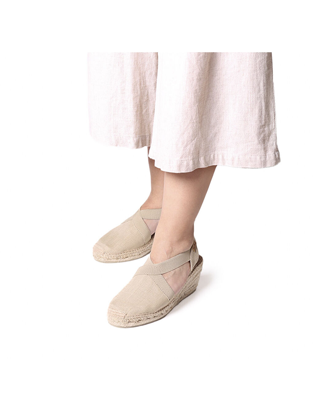 Gri Kadın Sandalet Ter Elastic Linen Stone (Pedra)-3