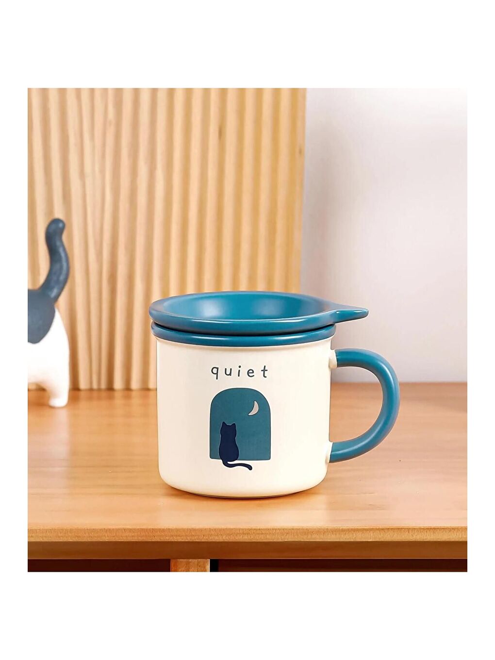 Karışık Kedi Figürlü Minimalist Seramik Kupa-1