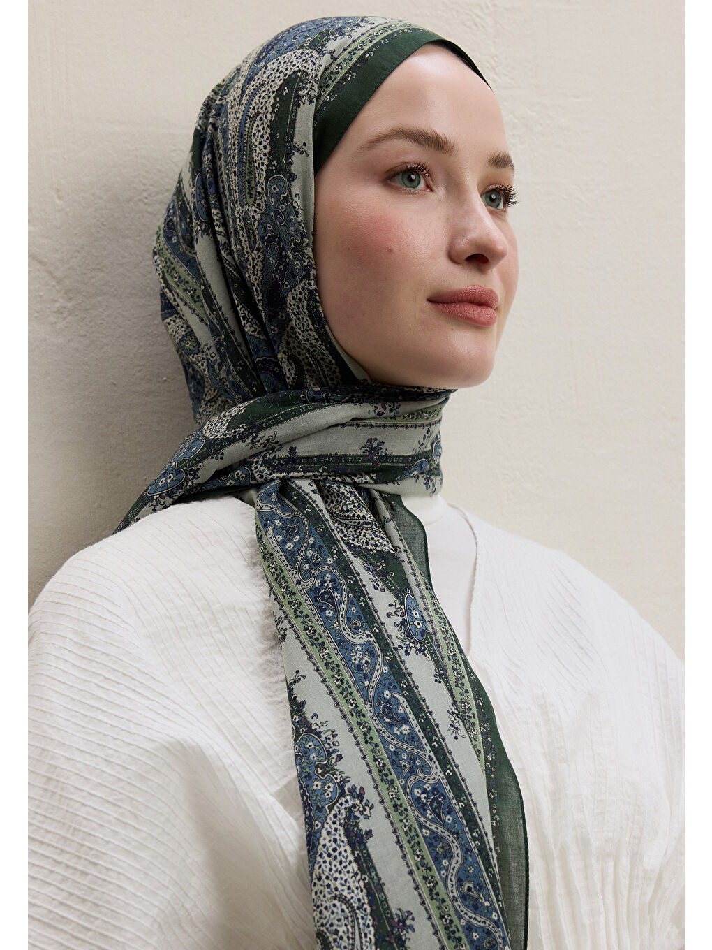 Paısley Elegance Desen Şal Zümrüt Yeşili-3