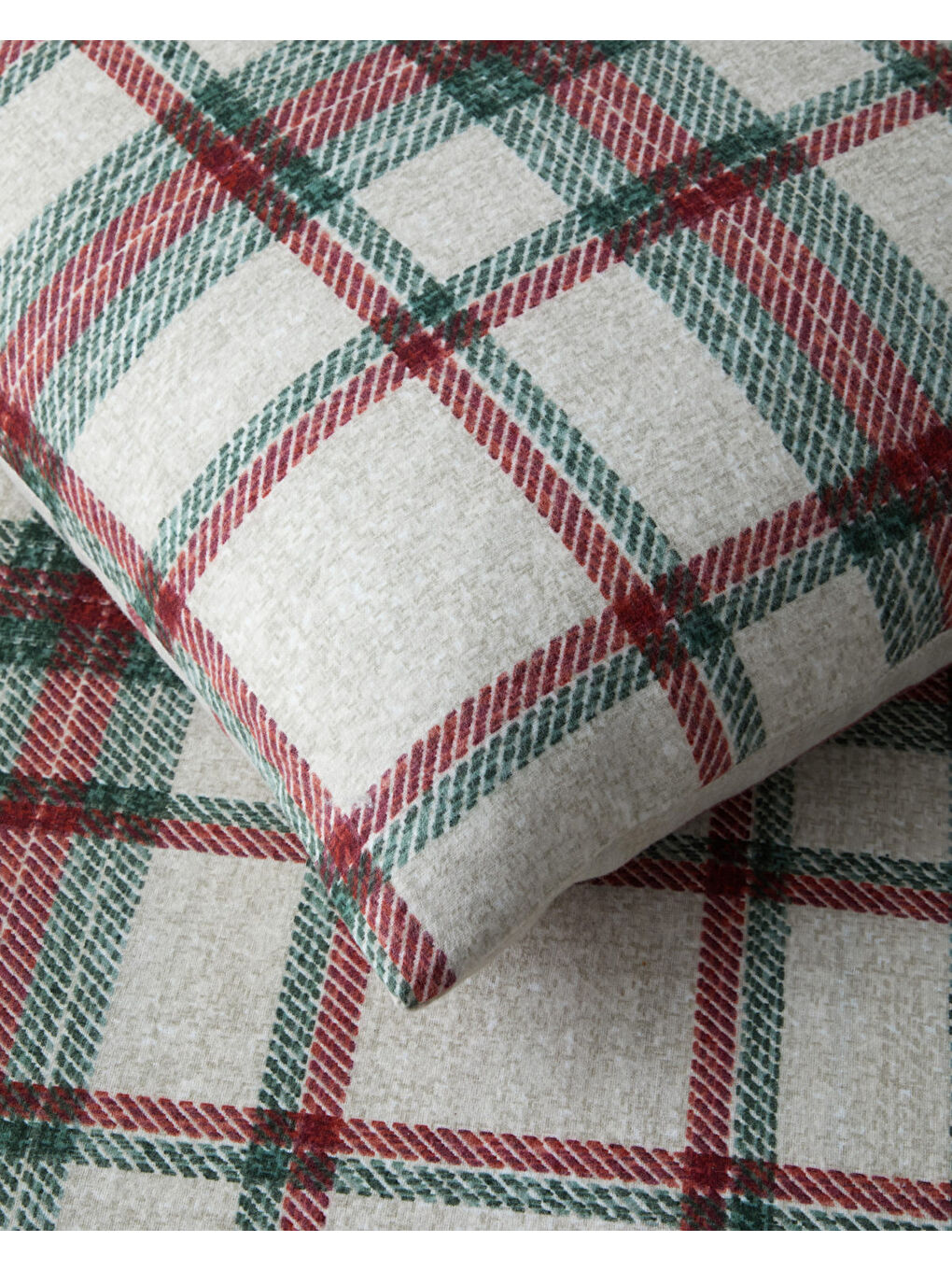 Winter Check Flanel Çift Kişilik Nevresim Takımı 200x220 cm Yeşil – Kırmızı-4