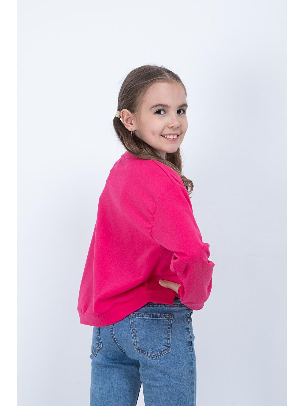 ZEYLAND Pembe Kız Çocuk Baskılı Crop Sweatshirt - 2