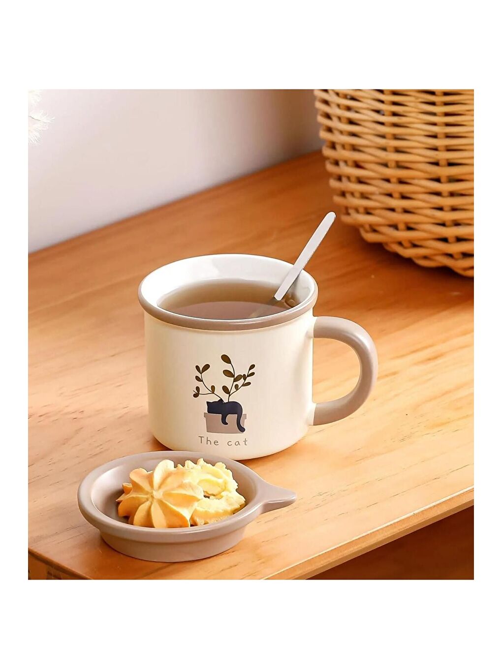 Karışık Kedi Figürlü Minimalist Seramik Kupa-4