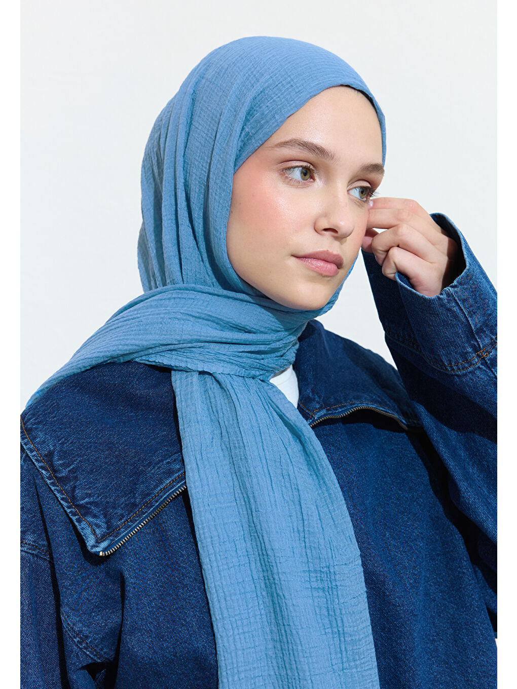 Modal Krinkıl Şal Açık Mavi-2