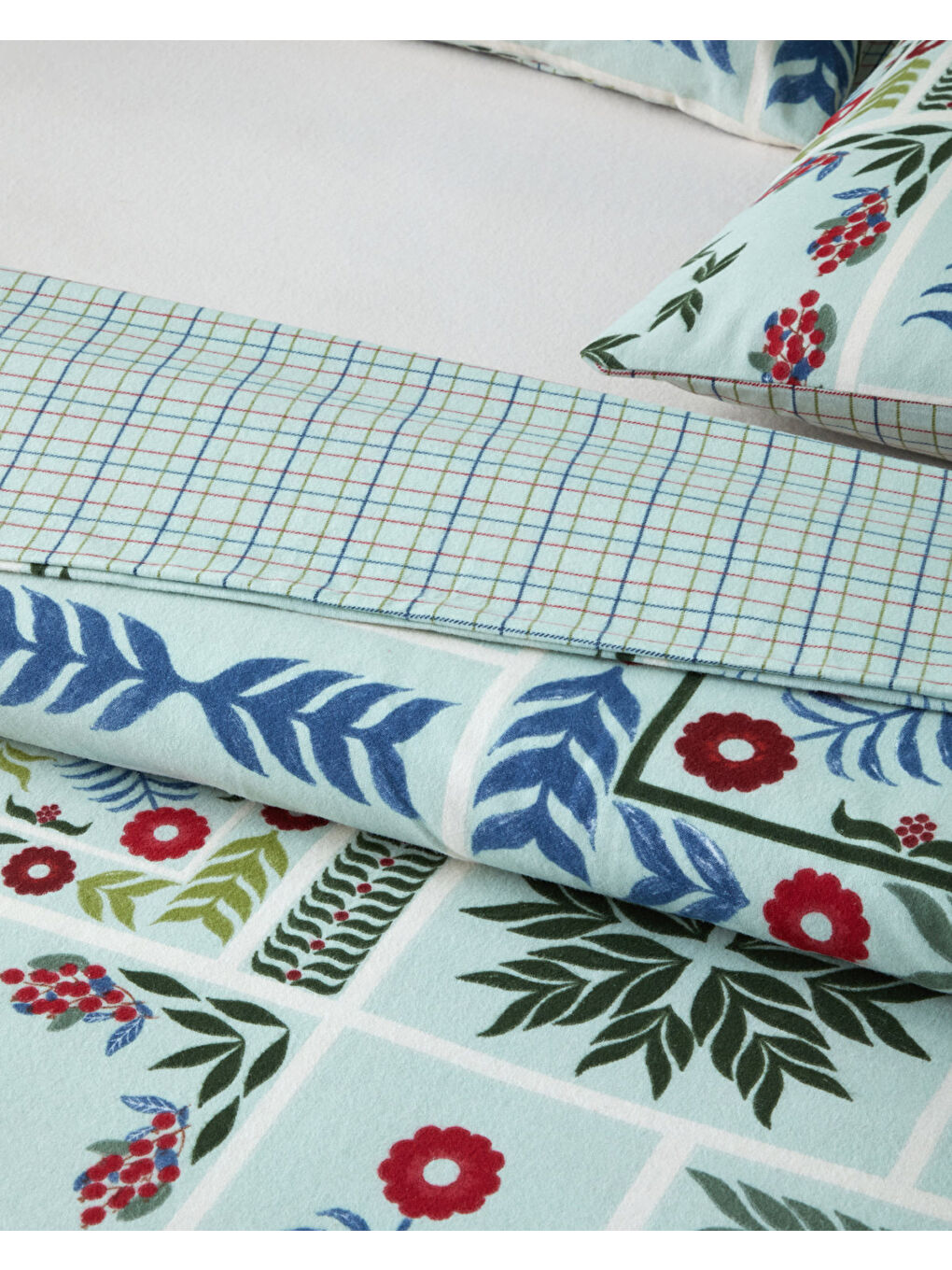 Winter Patch Flanel Çift Kişilik Nevresim Takımı 200x220 cm Açık Yeşil-2