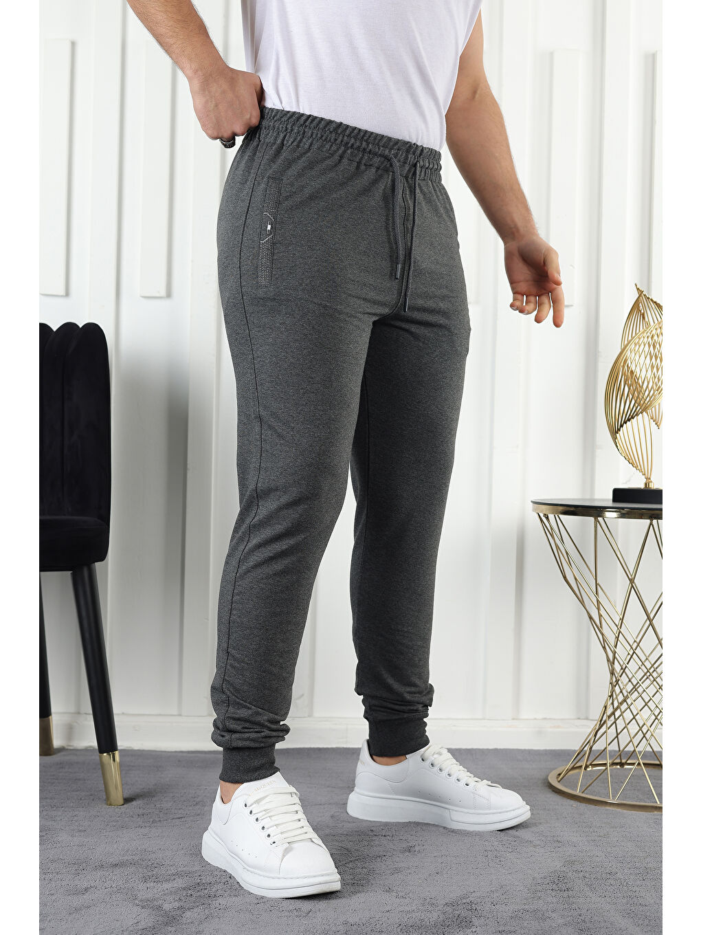 Gri Slim Fit Jogger Erkek Jogger Eşofman Altı-2