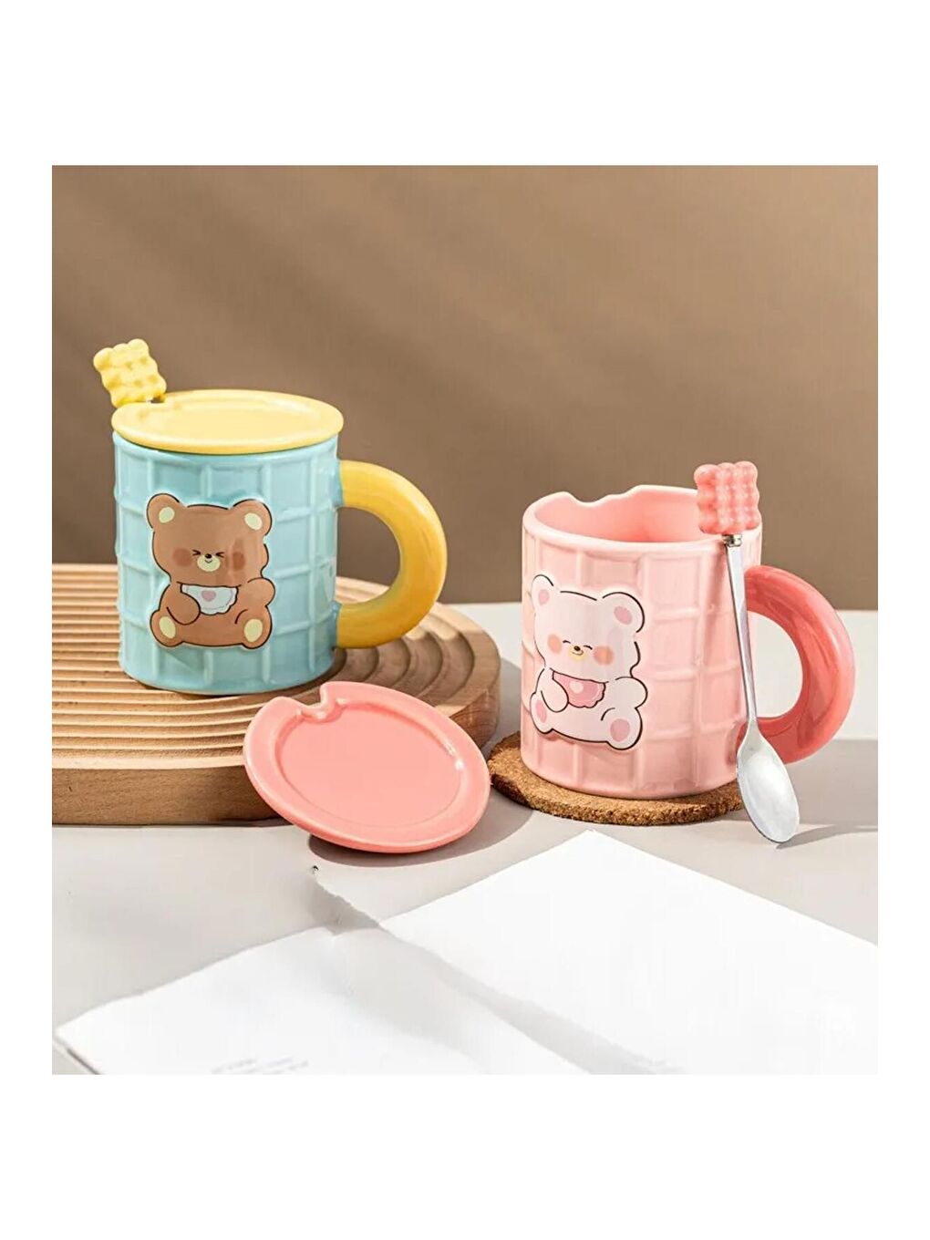 Karışık Ayıcık Temalı Renkli Seramik Kupa-2