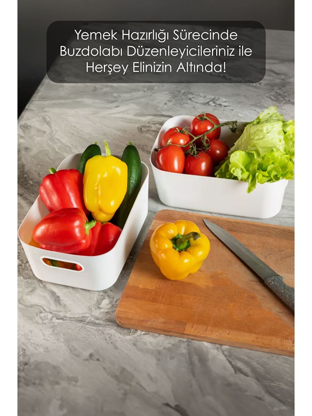 6'lı Buzdolabı Dolap İçi Düzenleyici Organizer Saklama Kabı Beyaz 6 x 4 Litre-3