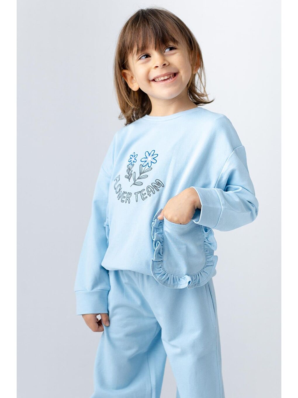 Mavi Kız Çocuk Nakış Detaylı Sweatshirt