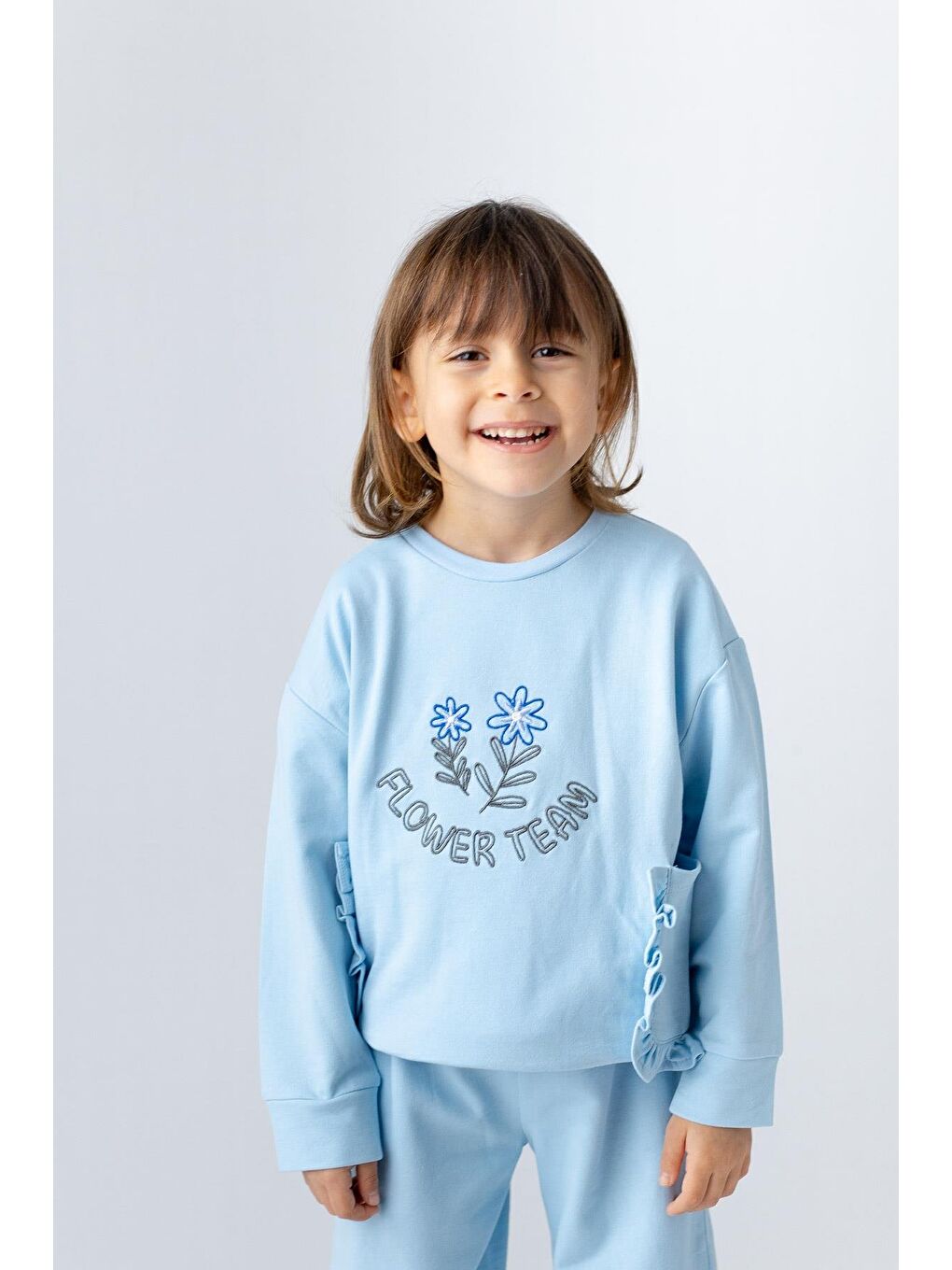 Mavi Kız Çocuk Nakış Detaylı Sweatshirt-1