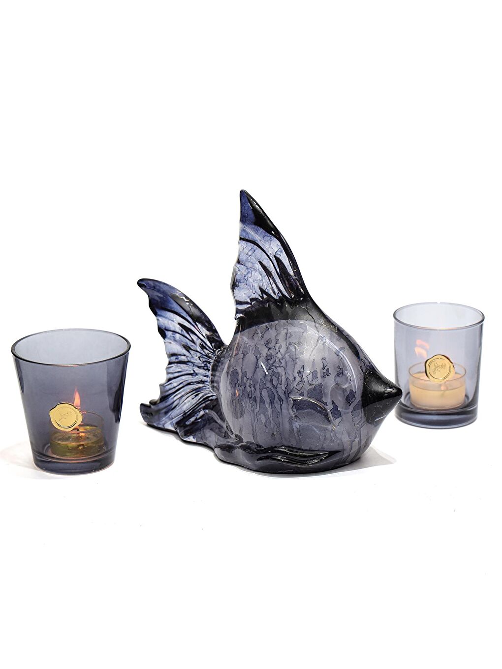 Dekoratif Ocean Art Siyah Balık Heykeli (23 cm)