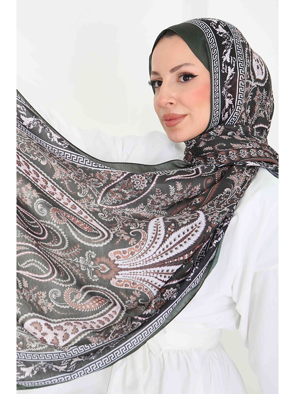 Etnika Soul Serisi Pamuk Şal Haki - 27856-HAKI-1