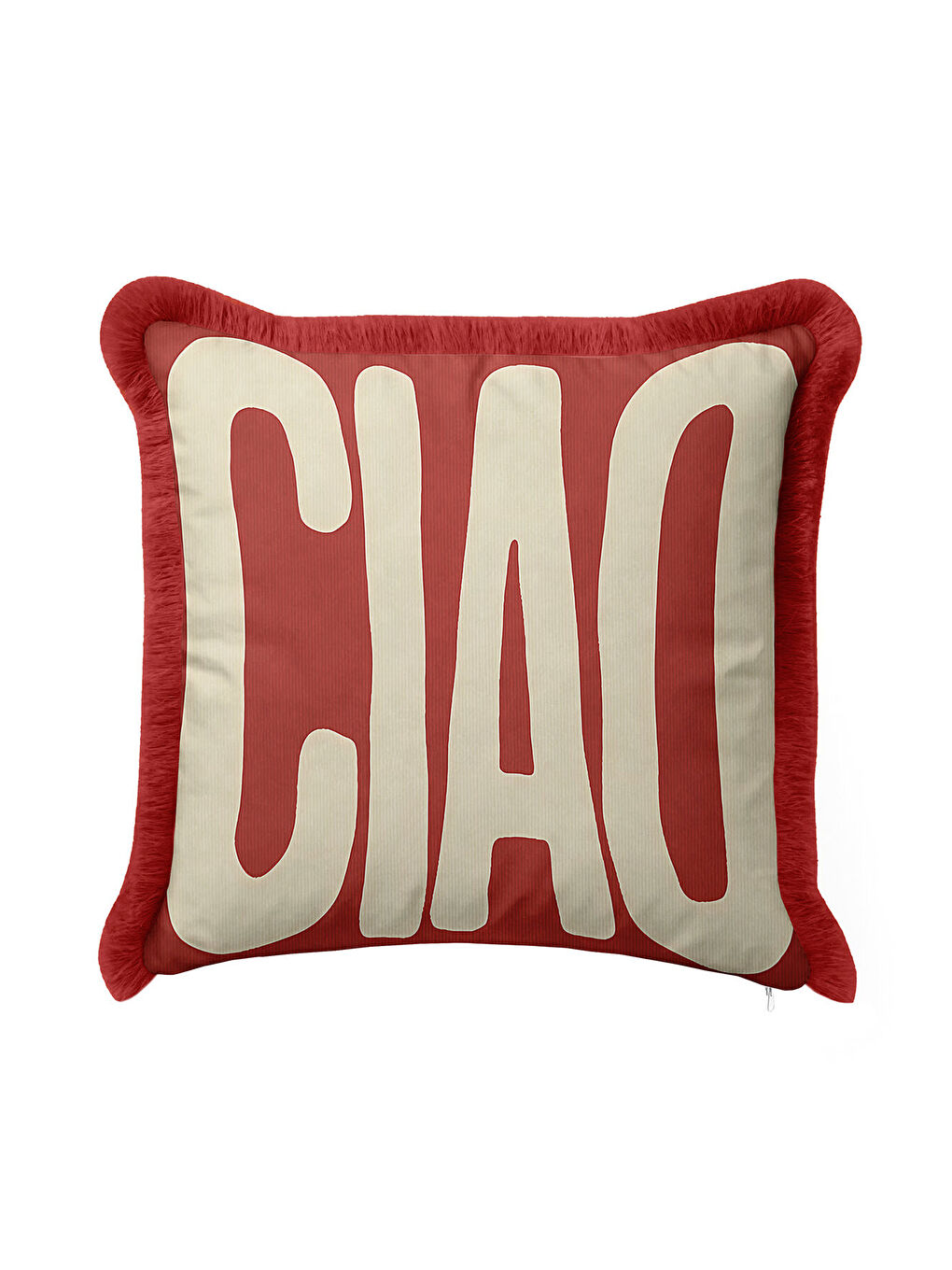 Karışık Modern Retro Yazılı Saçaklı Yastık Kılıfı - Büyük Tipografi Bohem Kırmızı Püsküllü Kırlent Kılıfı-4