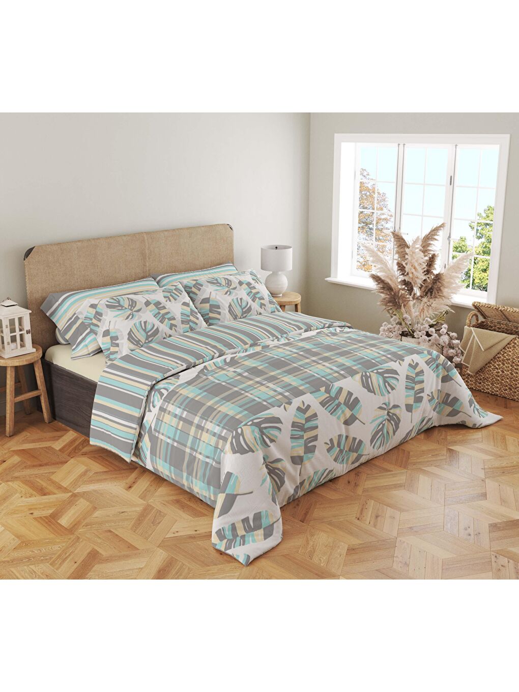 Karışık Baskılı,Desenli Çift Kişilik Nevresim Takımı (ÇARŞAFSIZ) 200x220 cm-1