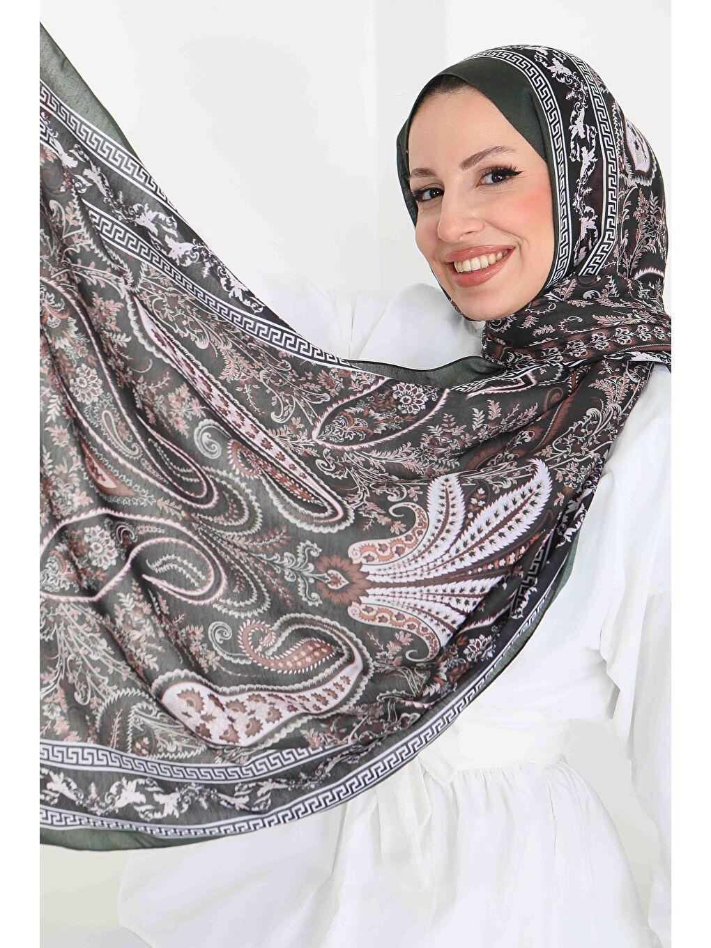 Etnika Soul Serisi Pamuk Şal Haki - 27856-HAKI-3