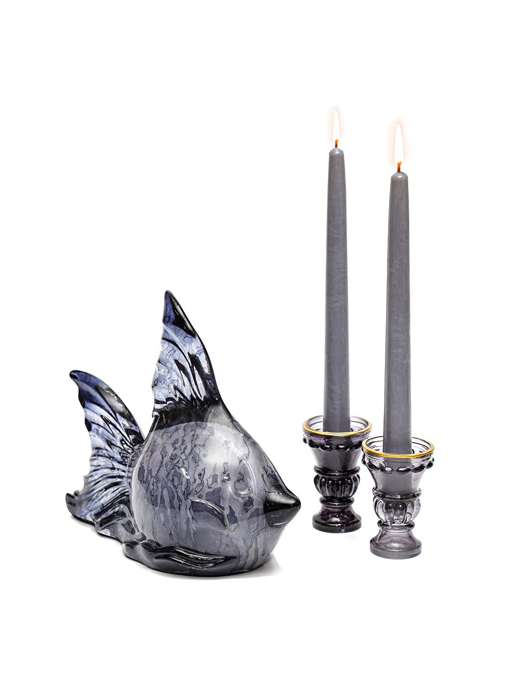 Dekoratif Ocean Art Siyah Balık Heykeli (23 cm)-4