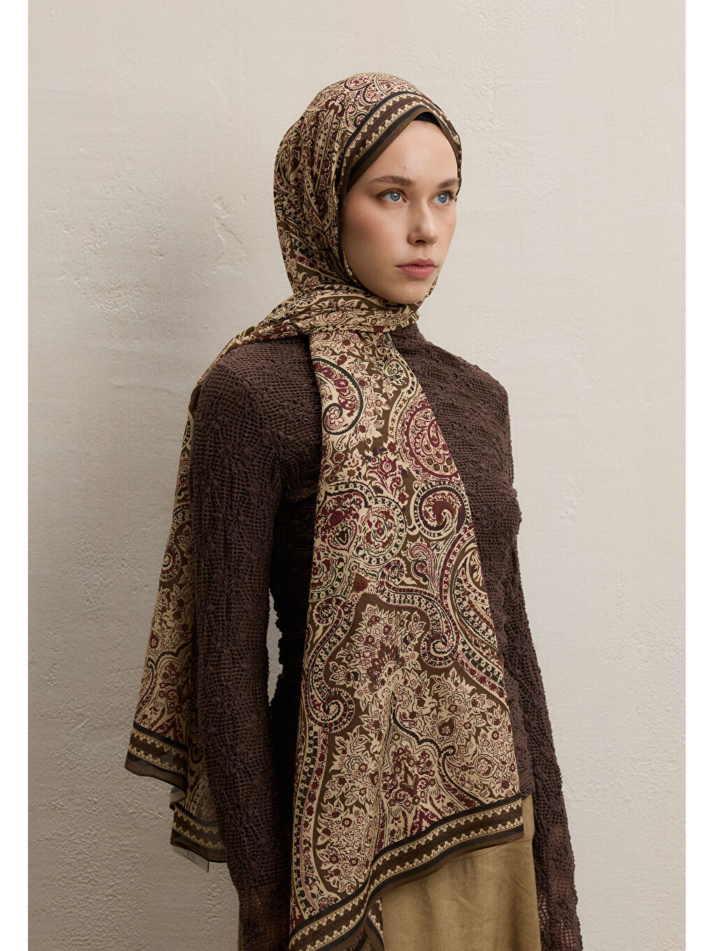 Kahverengi Emerald Desen Şal Sütlü Kahve-2