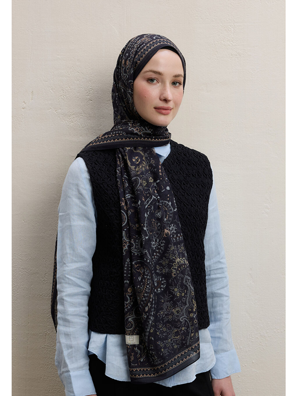 Emerald Desen Şal Lacivert