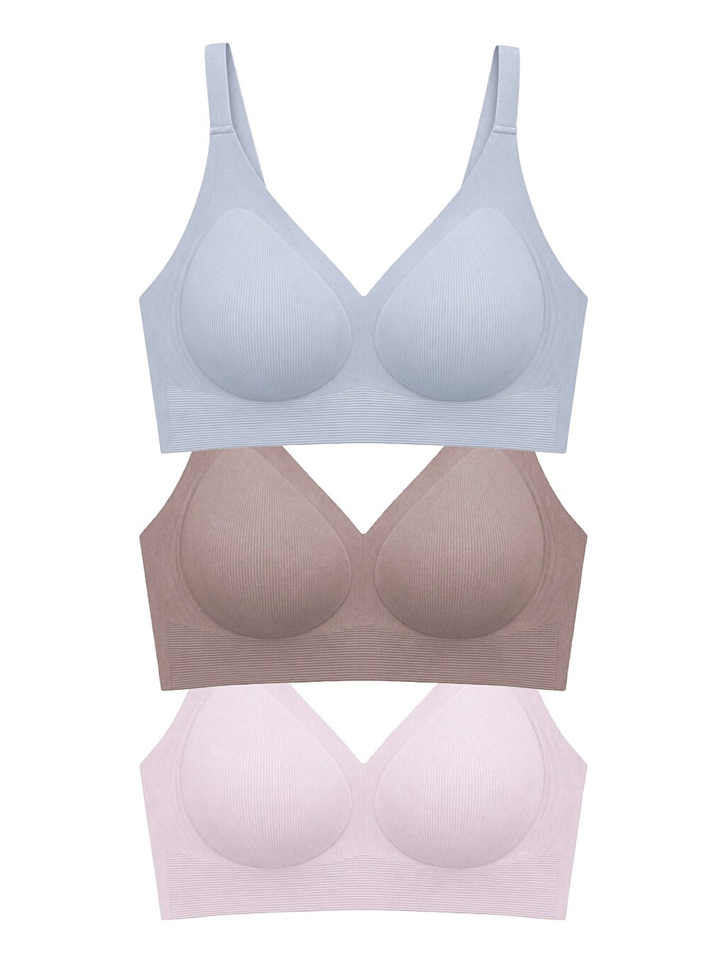 Karışık Seamless Bra - Velora | Lazer Kesim Balensiz Rib Dokulu Dikişsiz Kadın Sütyen 3'lü Paket