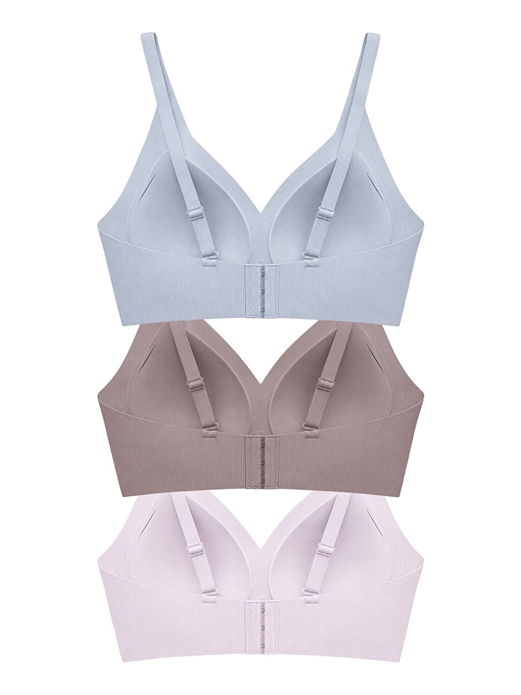 Karışık Seamless Bra - Velora | Lazer Kesim Balensiz Rib Dokulu Dikişsiz Kadın Sütyen 3'lü Paket-1