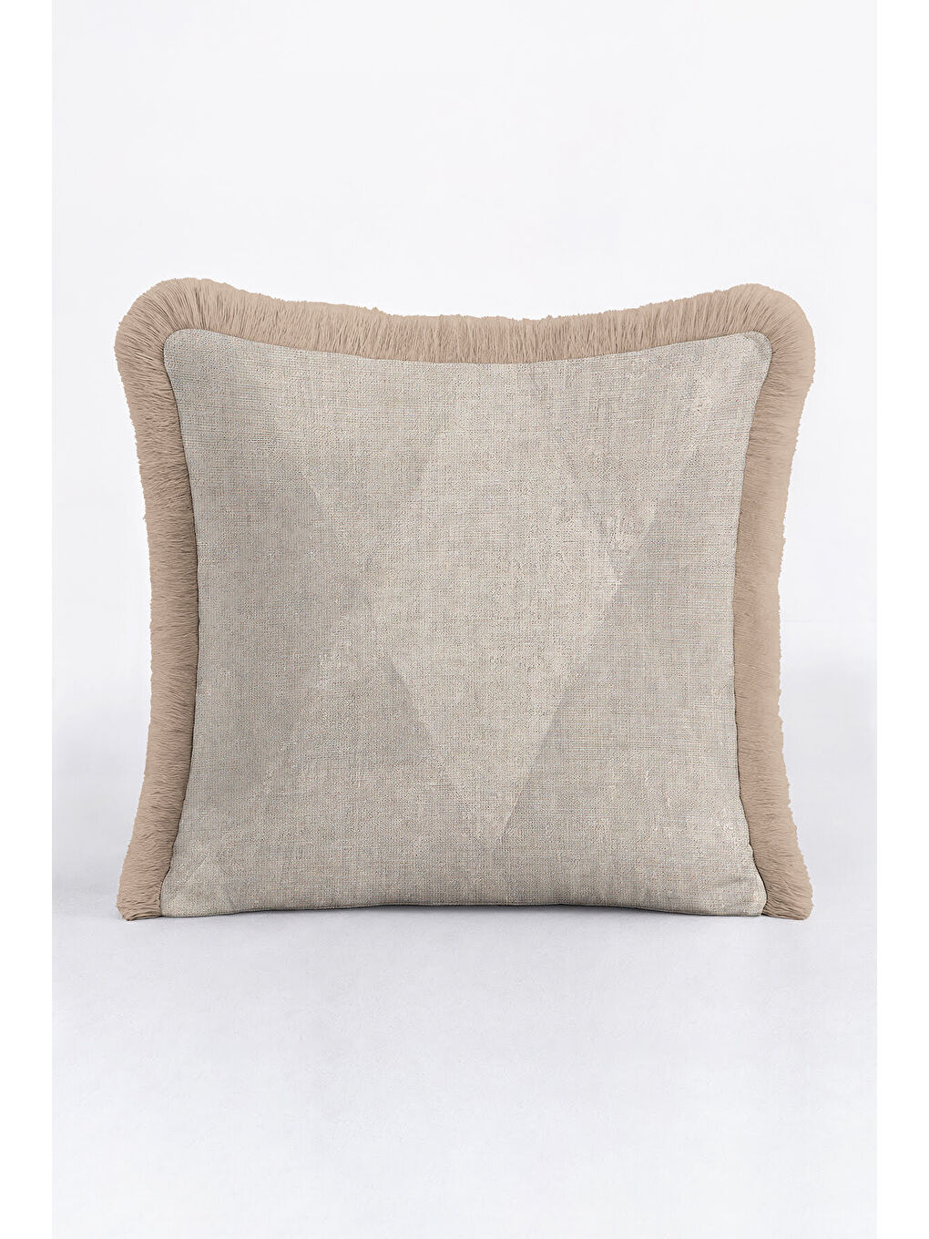 Karışık Modern Lüks Saçaklı Yastık Kılıfı - Doğal Doku Rustik Bej Püsküllü Kırlent Kılıfı-3