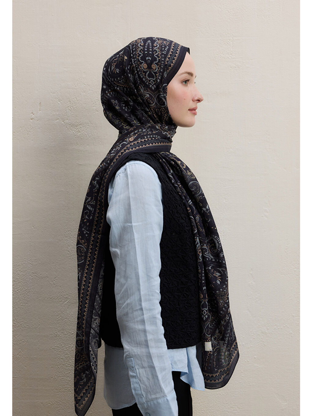 Emerald Desen Şal Lacivert-3