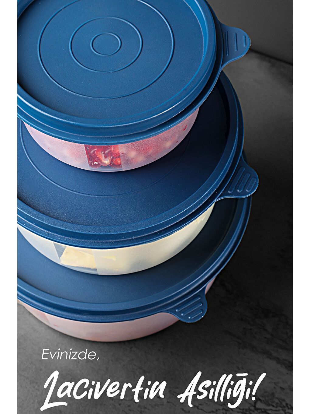 20'li Yuvarlak Gıda Saklama Kabı Seti 10x250 6x600 4x1200 ml Lacivert-3