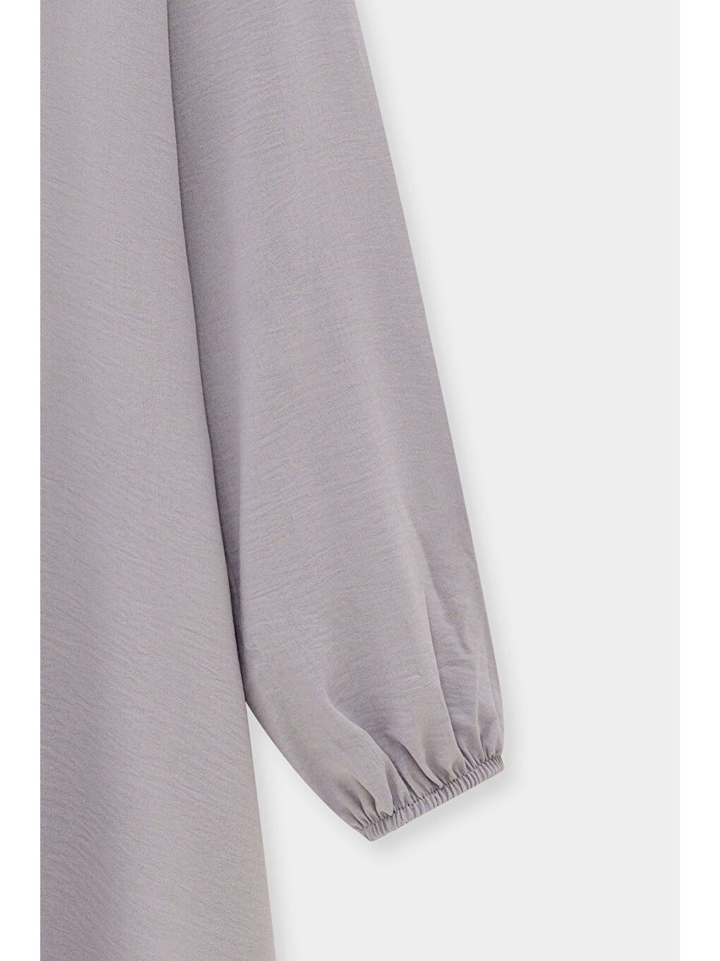 Gri Kadın Gömlek Yaka Ahşap Düğmeli Kolağzı Lastikli Aerobin Dokuma Tunik - Regular Fit-3