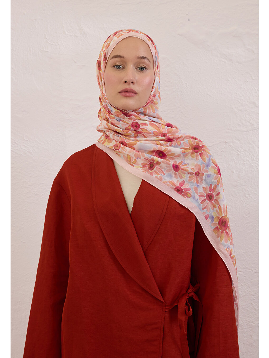 Sunflower Desen Rami Şal Soft Pembe-3