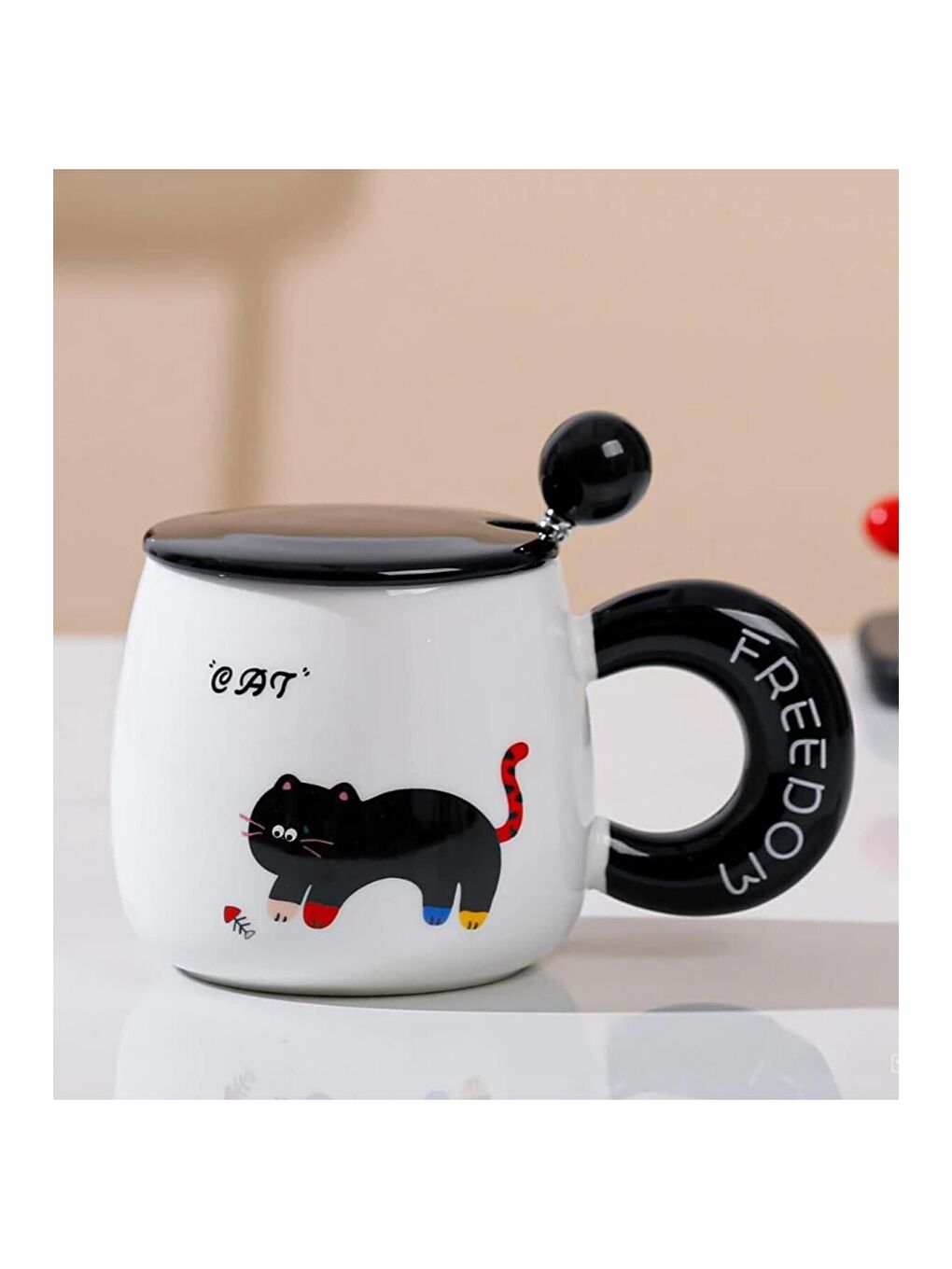 Karışık Şirin Kedi Köpek Kedi Temalı Seramik Kupa-1