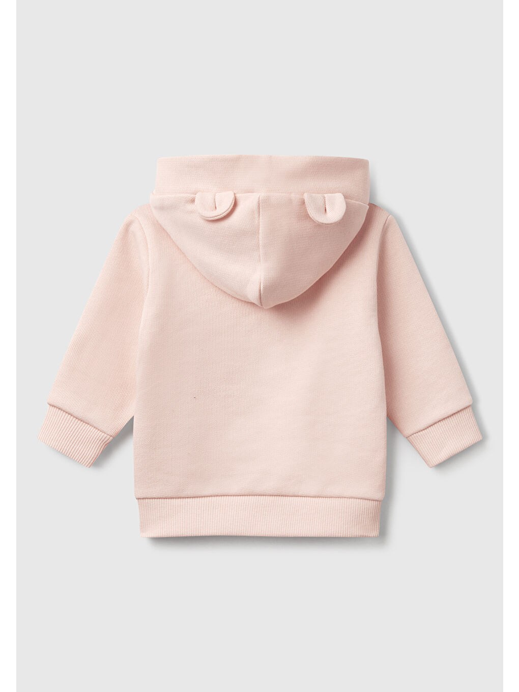 Bebek Toz Pembe Göğsü Tavşan Logosu İşlemeli Kulaklı Kapüşonlu Sweatshirt-1