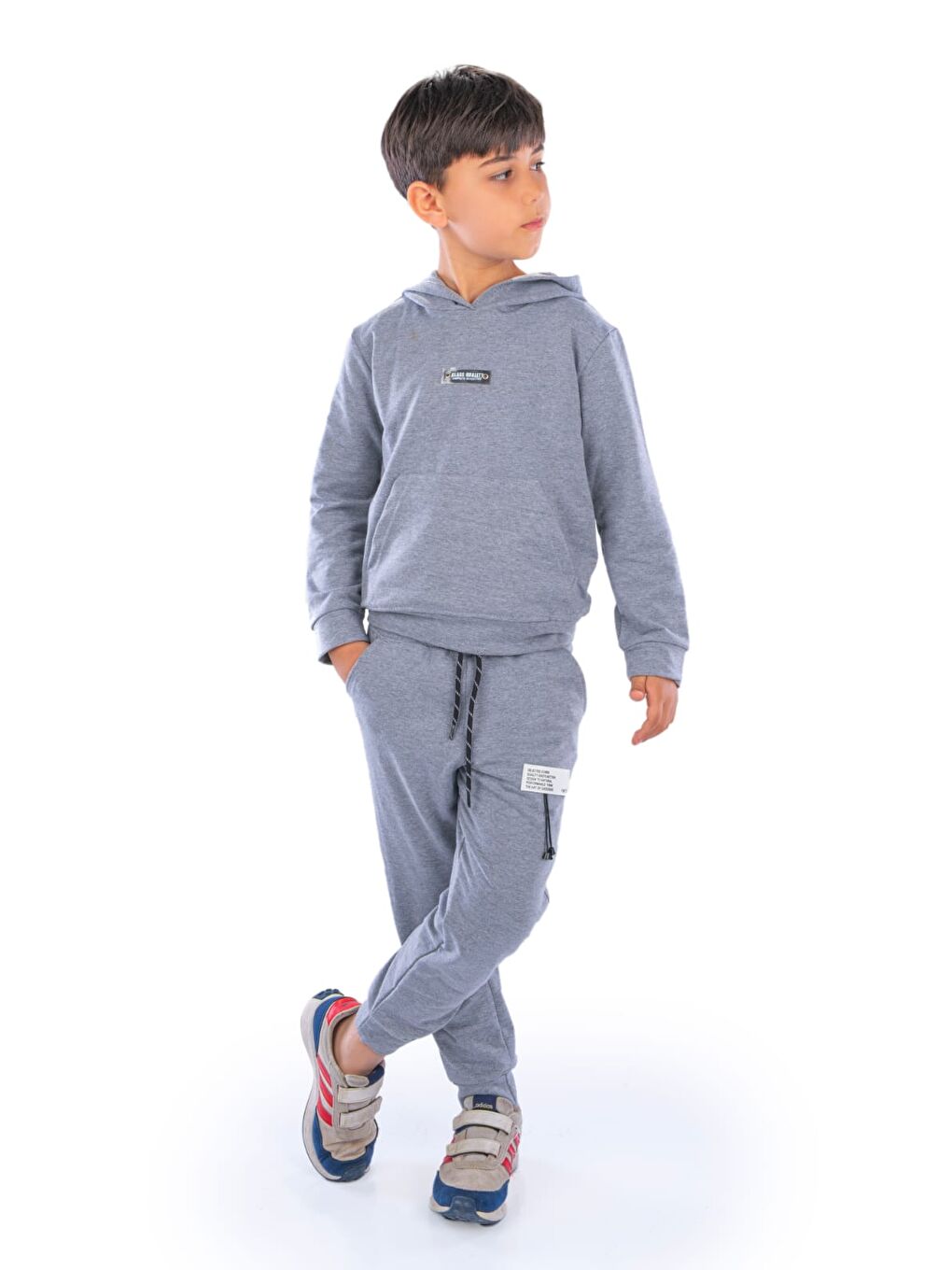 Gri Class Kanguru Cepli Kapüşonlu Çocuk Eşofman MNK10071