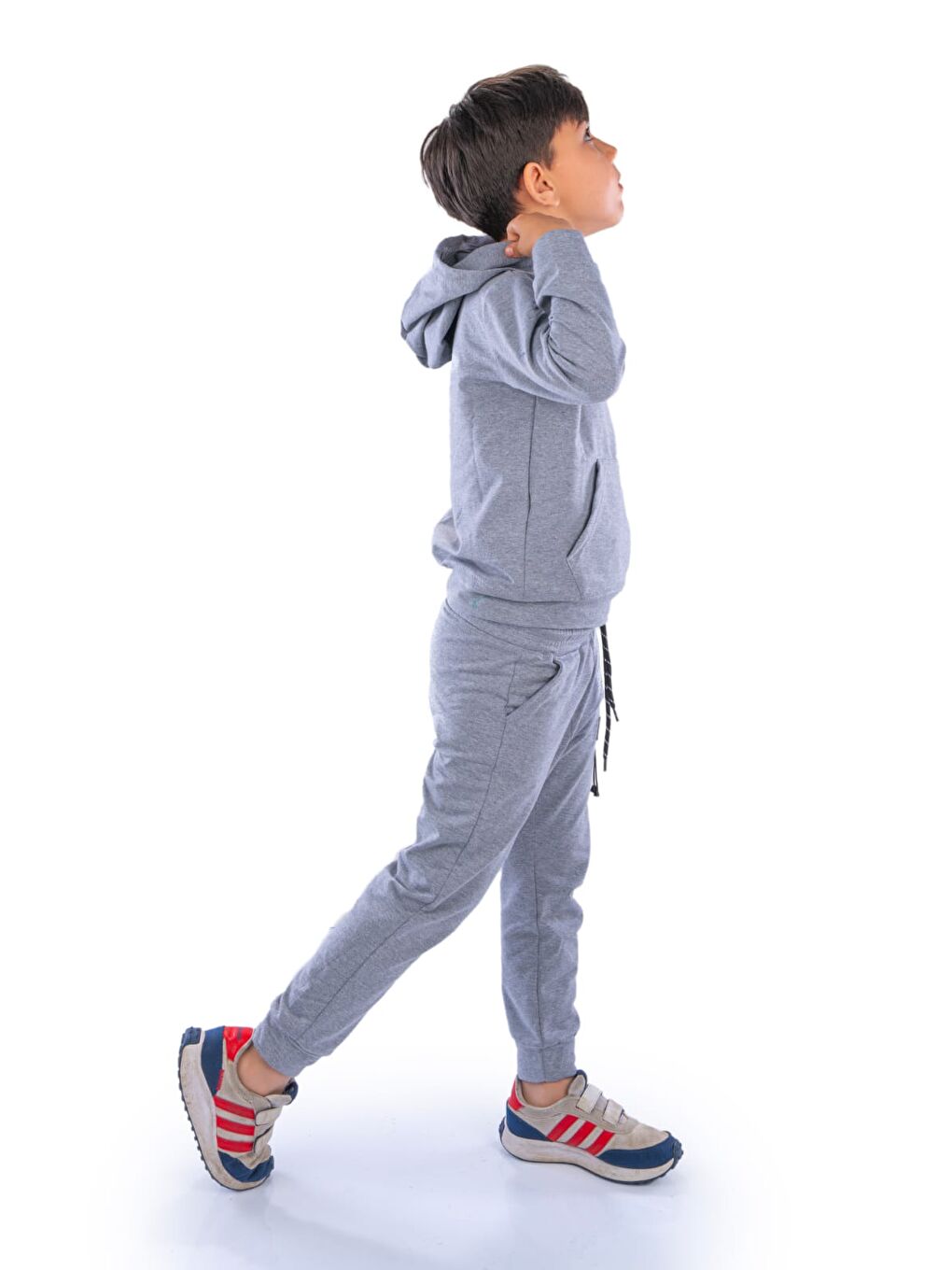 Gri Class Kanguru Cepli Kapüşonlu Çocuk Eşofman MNK10071-1