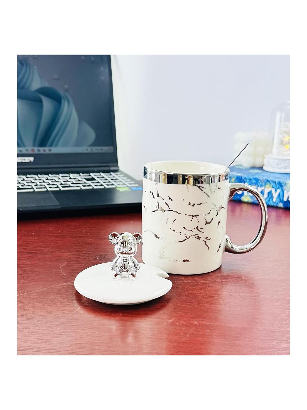 Karışık Figürlü Ve Mermer Desenli Seramik Kupa-3